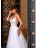 Spaghetti Straps Beaded Ivory Lace Tulle Sexy Wedding Dress
